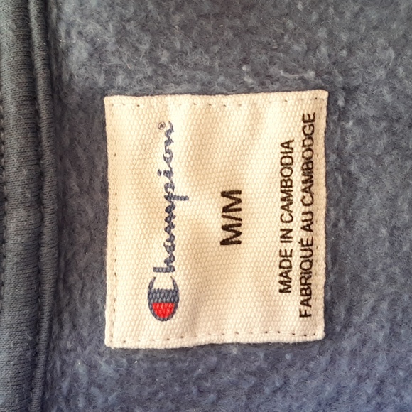 CHAMPION Cropped Blue Fleece Hoody w Front Pocket, Great Condition Med. - Picture 4 of 5
